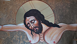 Krzyż, 2025, malarstwo, fragment, pracownia