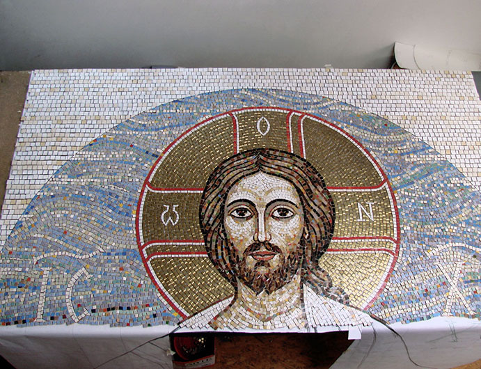 Projekt i realizacja – Mirosław Grzelak, Chrystus, 2009, mozaika, pracownia