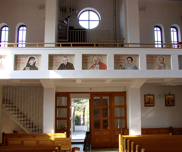 Projekt i realizacja - Mirosław Grzelak, 2015, mozaika  Portrety świętych, kościół w Łodzi – Andrzejowie