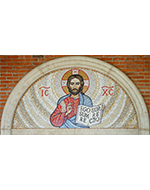 Projekt i realizacja - Mirosław Grzelak, <em>Chrystus Pantokrator</em>, 2022, mozaika, kościół pw.Niepokalanego Poczęcia Najświętszej Marii Panny w Łodzi - Andrzejowie