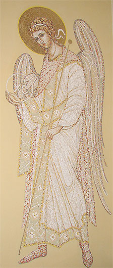 Projekt i realizacja - Mirosław Grzelak, Archanioł Gabryjel, 2004, mozaika sakralna, kaplica braci dolorystów w Józefowie k. Otwocka