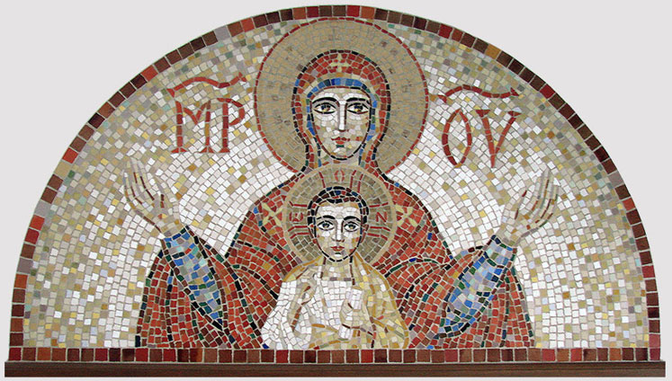 Projekt i realizacja – Mirosław Grzelak, Matka Boska Orantka, 2007, mozaika,160 x 80 cm, kaplica braci dolorystów w Józefowie k. Otwocka