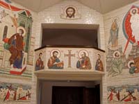 Projekt i realizacja - Mirosław Grzelak, Mandylion i Ewangeliści, 2020, mozaika, kaplica Nuncjatury Apostolskiej w Warszawie