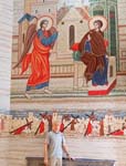 Projekt i realizacja - Mirosław Grzelak, Zwiastowanie, Droga Krzyżowa ( fragment ), 2020, mozaika, Kaplica Nuncjatury Apostolskiej w Warszawie