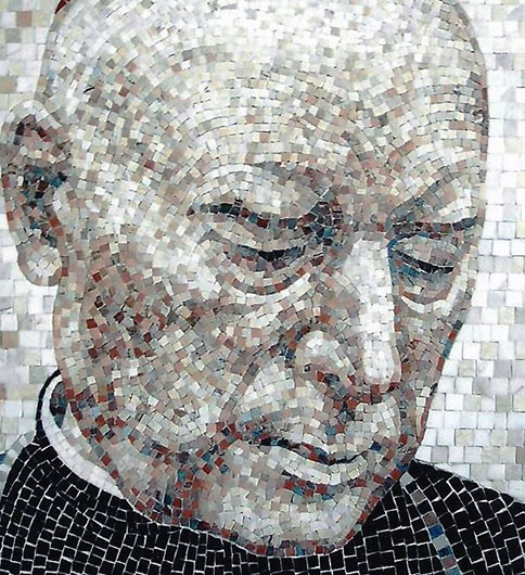 Projekt i realizacja - Mirosław Grzelak, Kardynał Stefan Wyszyński, 2007, mozaika, fragment, pracownia