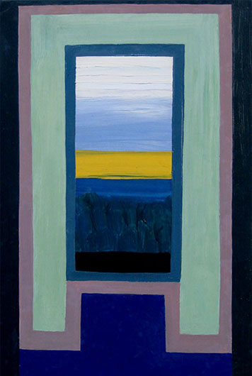 Mirosław Grzelak, Gdzieś, olej, deska, 18 x 32 cm