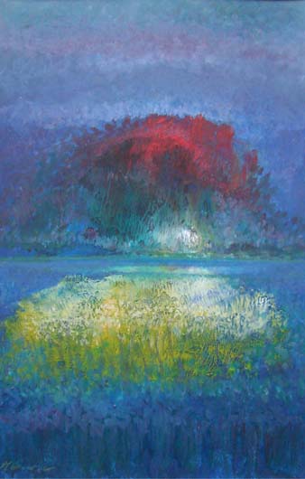 Mirosław Grzelak, Światło, 2020, akryl, 37 cm x 70cm