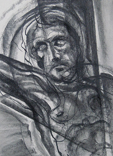Mirosław Grzelak, Chrystus, 1998, kredka, papier, 35 x 25 cm