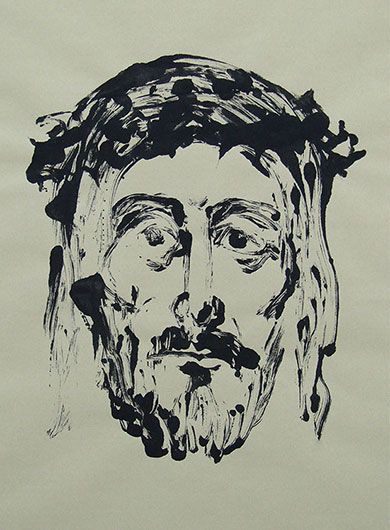 Mirosław Grzelak, Chrystus, 2000, monotypia, papier, 49 x 37 cm