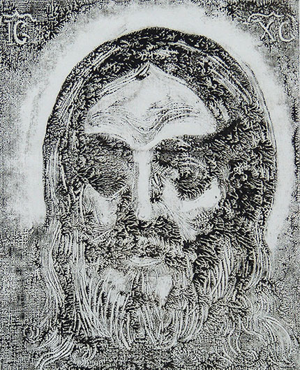 Mirosław Grzelak, Chrystus, 2001, monotypia papier, 20 x 16 cm