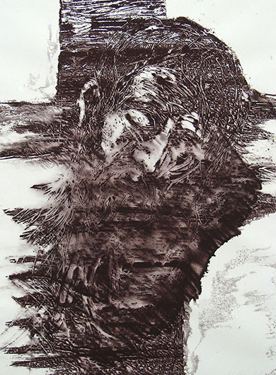 Mirosław Grzelak, Chrystus, 2001, monotypia, papier, 54 x 42 cm