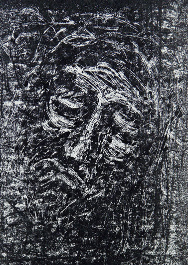 Mirosław Grzelak, Chrystus, 2003, monotypia, papier, 20 x 15 cm