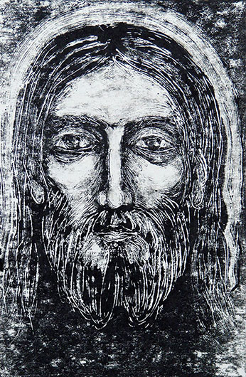 Mirosław Grzelak, Chrystus, 2003, monotypia, papier, 23 x 15 cm