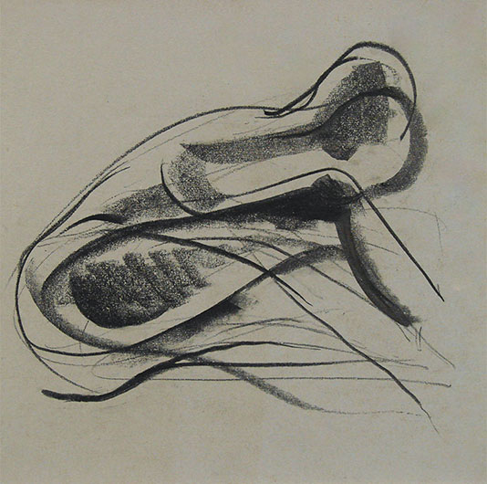 Mirosław Grzelak, cyklu E,  rysunek 6, 1992, kredka, papier, 25 x 25 cm