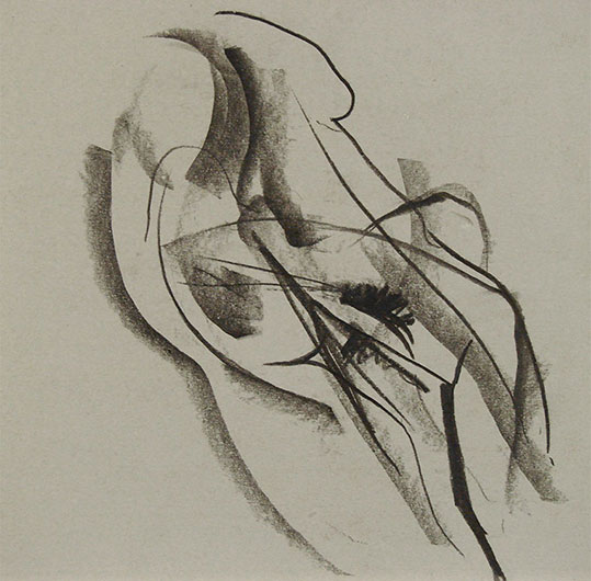 Mirosław  Grzelak, cyklu E, rysunek 7, 1992, kredka, papier, 25 x 25 cm