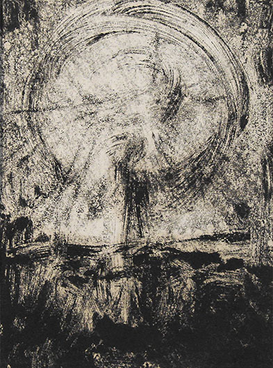 Mirosław Grzelak, Latarnia, 1993, monotypia, papier, 25 x 15 cm