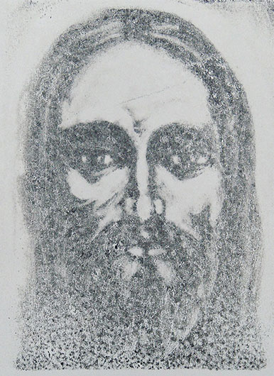 Mirosław Grzelak, Oblicze IX, 2002, monotypia, papier, 20 x 17 cm