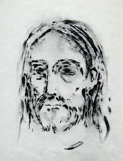 Mirosław Grzelak, Oblicze V, 2000, monotypia, papier, 23 x 19 cm