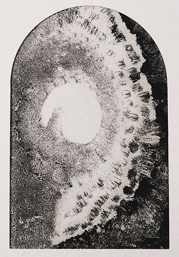 Mirosław Grzelak, Początek IV, 1993, monotypia, papier, 30 x 20 cm