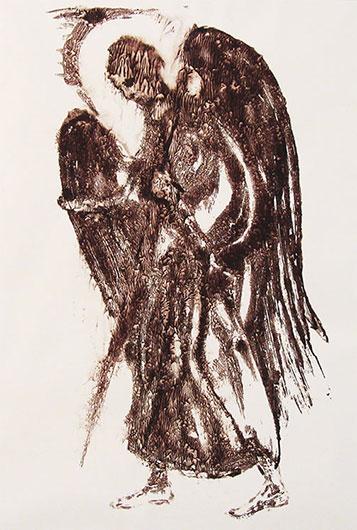 Mirosław Grzelak, Posłaniec, 2004, monotypia, papier, 45 x 30 cm