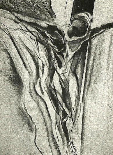 Mirosław Grzelak, Tak, 1993, węgiel, papier, 55 x 40 cm