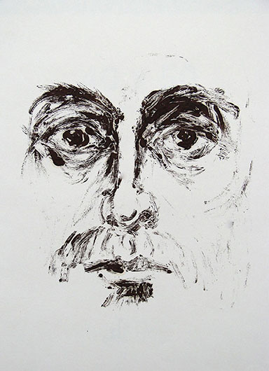 Mirosław Grzelak, Twarz XXV, 2004, monotypia, papier, 47 x 35 cm