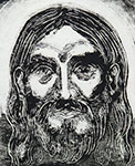 Mirosław Grzelak, Chrystus, 2001, monotypia, papier, 20 x 16 cm
