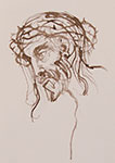 Mirosław Grzelak, Chrystus, 2002, tusz, papier, 28 x 20 cm