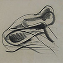 Mirosław Grzelak, cyklu E,  rysunek 6, 1992, kredka, papier, 25 x 25 cm